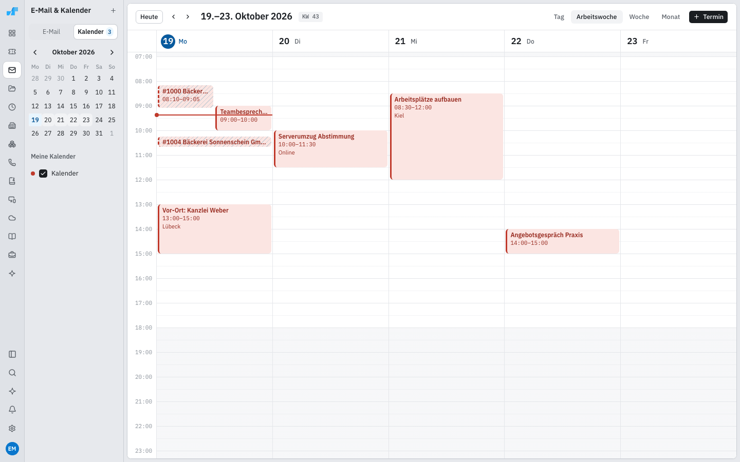 Kalender in der Wochenansicht mit mehreren Terminen